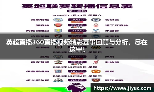 英超直播360直播视频精彩赛事回顾与分析，尽在这里！